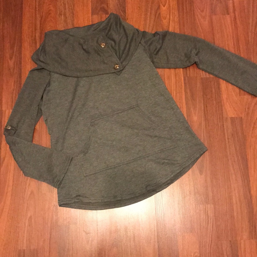 Grey Button Neck Sweatshirt